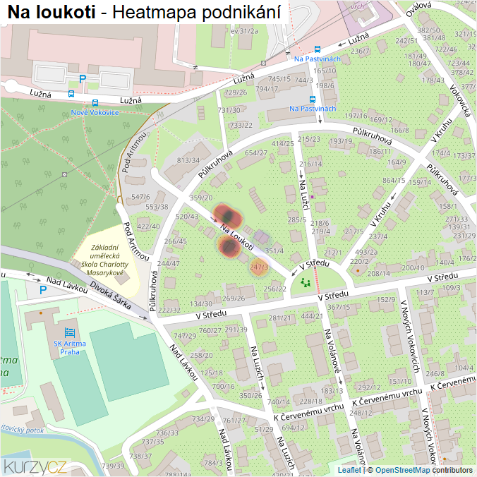 Mapa Na loukoti - Firmy v ulici.