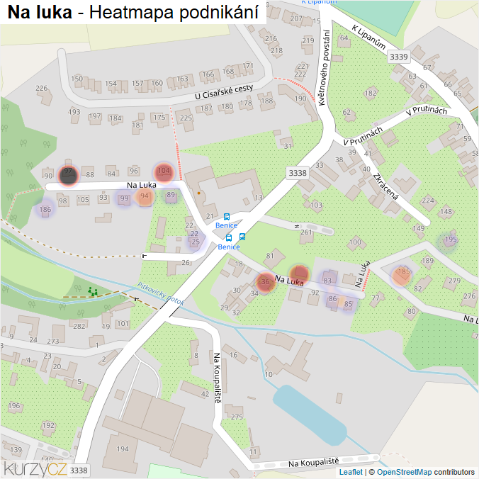 Mapa Na luka - Firmy v ulici.