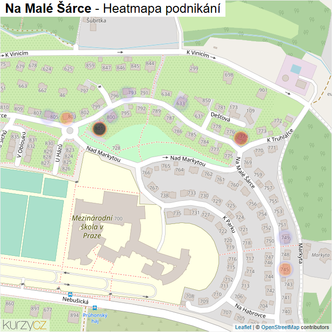 Mapa Na Malé Šárce - Firmy v ulici.