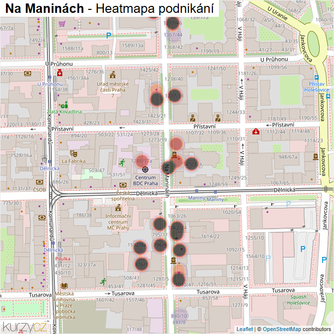 Mapa Na Maninách - Firmy v ulici.