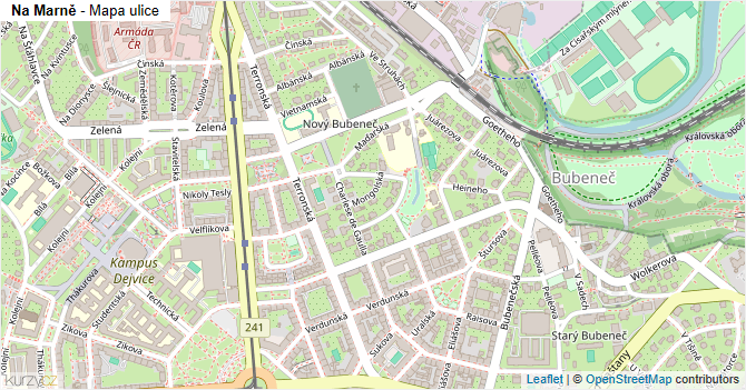 Na Marně - mapa ulice