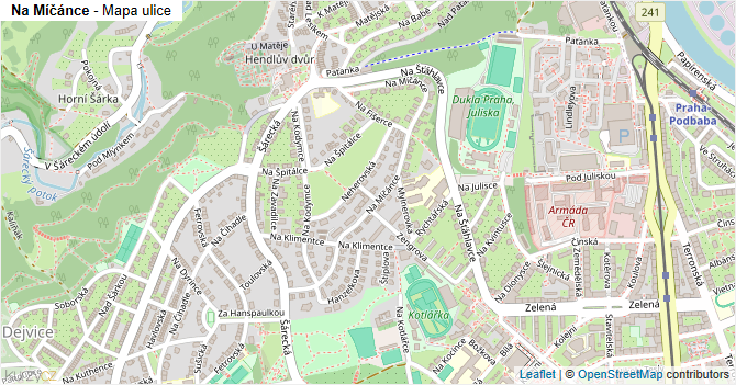 Na Míčánce - mapa ulice
