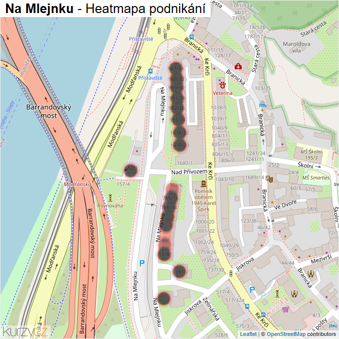 Mapa Na Mlejnku - Firmy v ulici.