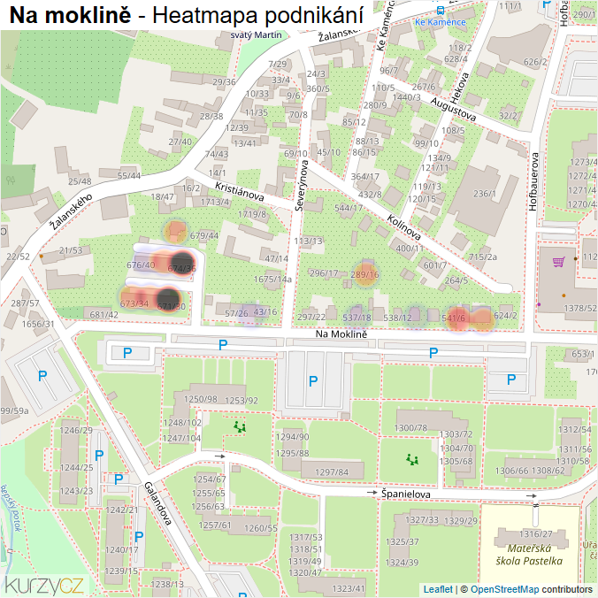 Mapa Na moklině - Firmy v ulici.
