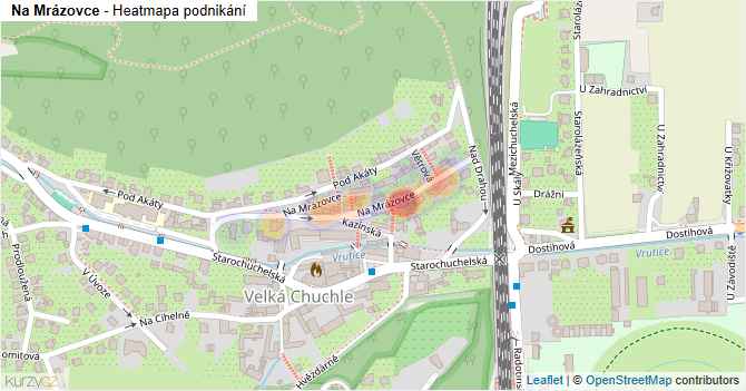 Na Mrázovce - mapa podnikání
