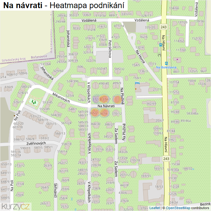 Mapa Na návrati - Firmy v ulici.