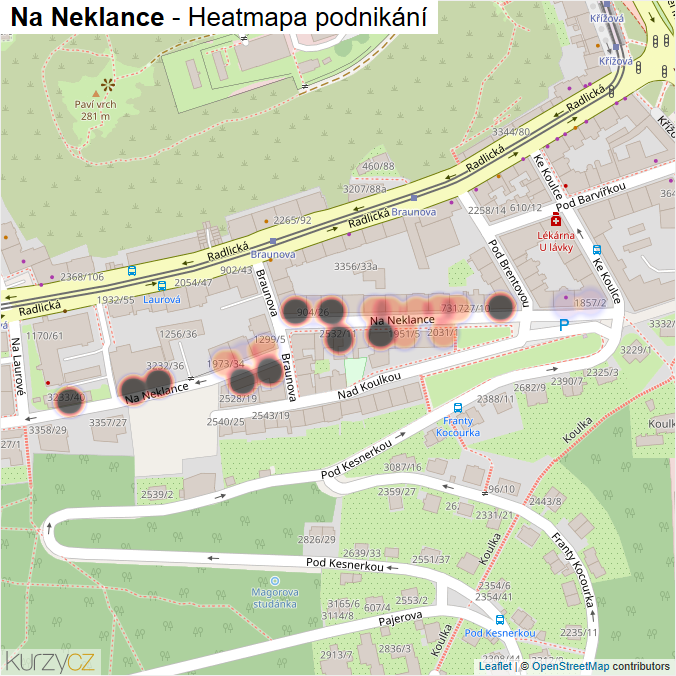 Mapa Na Neklance - Firmy v ulici.
