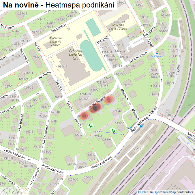 Mapa Na novině - Firmy v ulici.