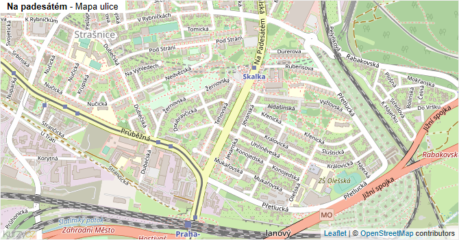 Na padesátém - mapa ulice