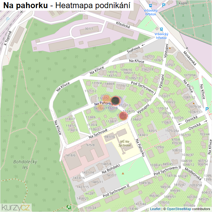 Mapa Na pahorku - Firmy v ulici.