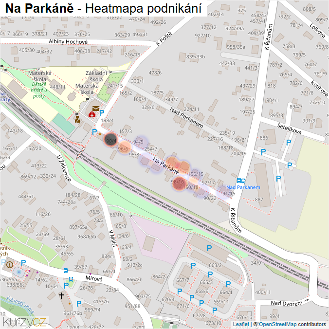 Mapa Na Parkáně - Firmy v ulici.