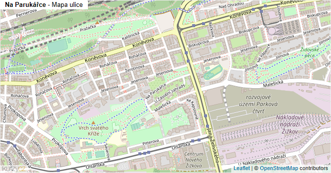 Na Parukářce - mapa ulice