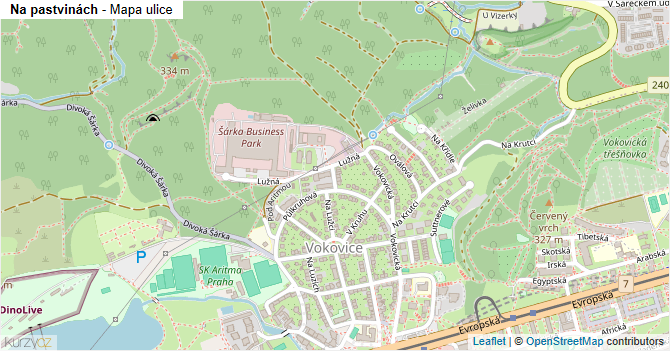 Na pastvinách - mapa ulice