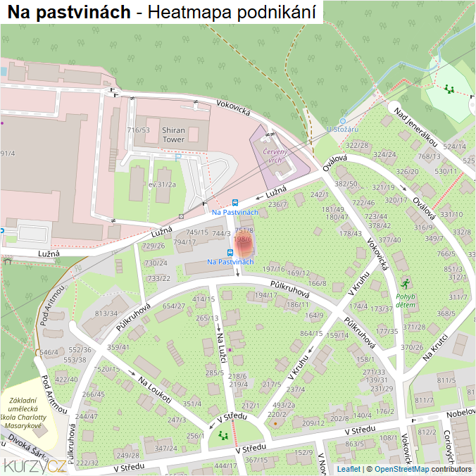 Mapa Na pastvinách - Firmy v ulici.