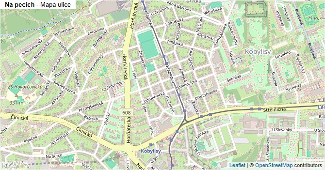 Na pecích - mapa ulice