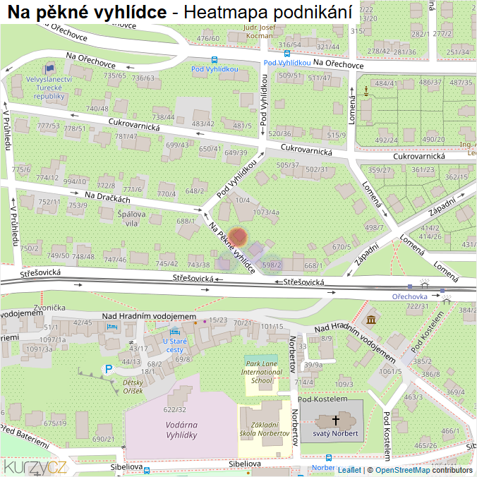 Mapa Na pěkné vyhlídce - Firmy v ulici.