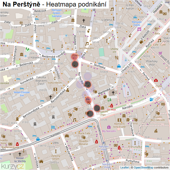 Mapa Na Perštýně - Firmy v ulici.