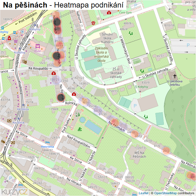 Mapa Na pěšinách - Firmy v ulici.