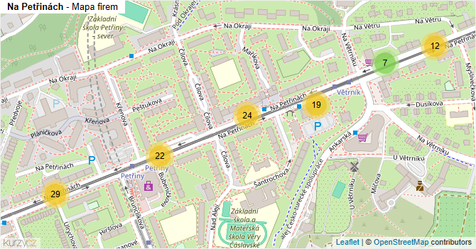 Na Petřinách - mapa firem