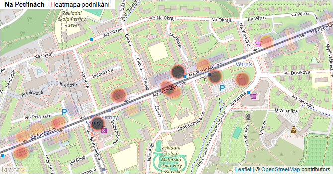Na Petřinách - mapa podnikání