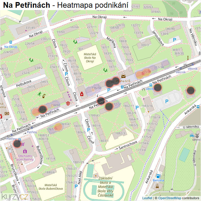 Mapa Na Petřinách - Firmy v ulici.