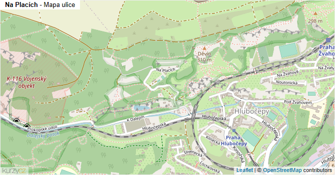 Na Placích - mapa ulice