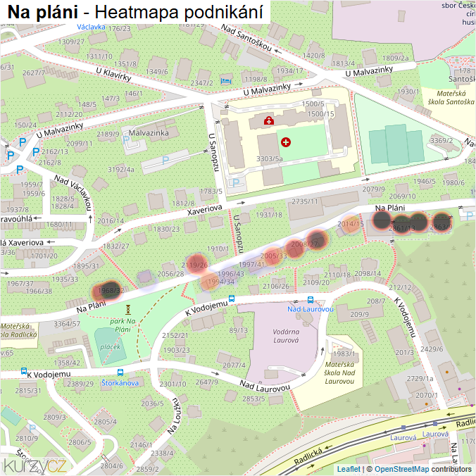 Mapa Na pláni - Firmy v ulici.