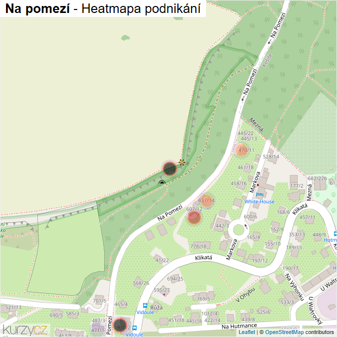 Mapa Na pomezí - Firmy v ulici.