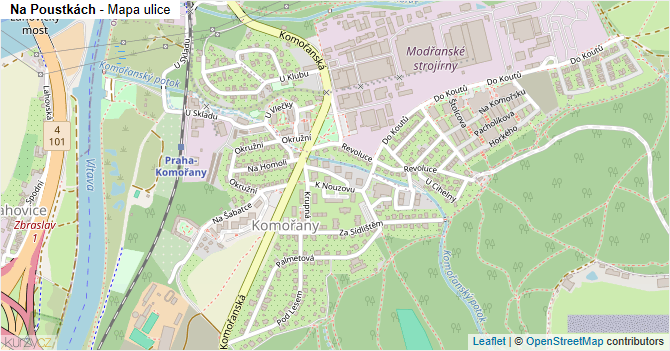 Na Poustkách - mapa ulice