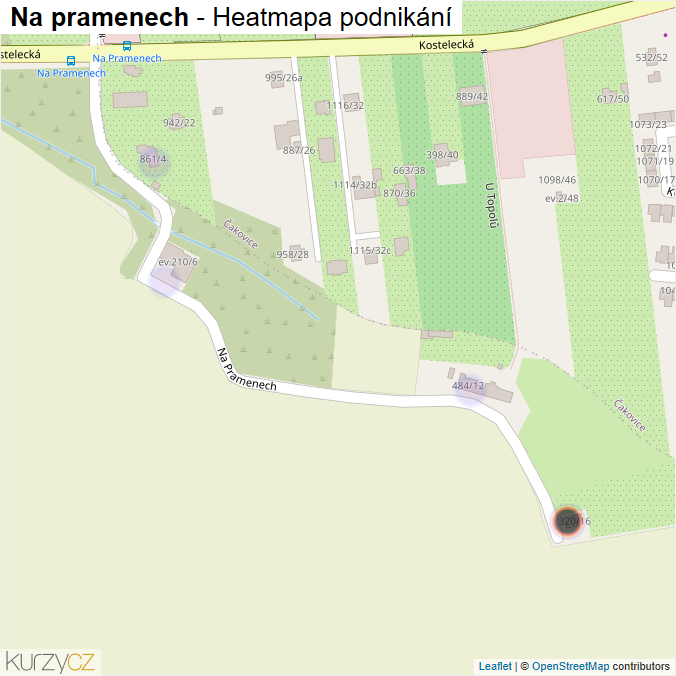 Mapa Na pramenech - Firmy v ulici.