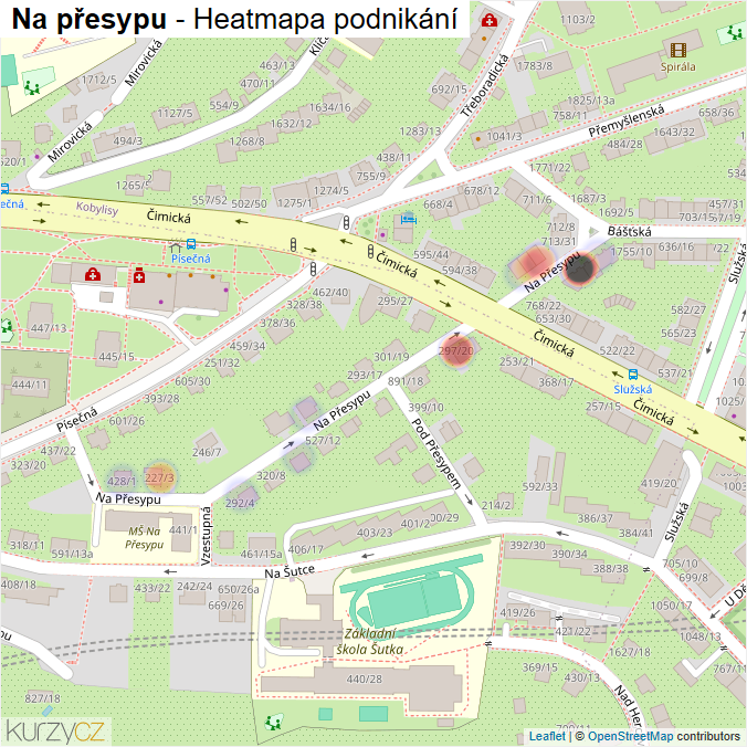 Mapa Na přesypu - Firmy v ulici.