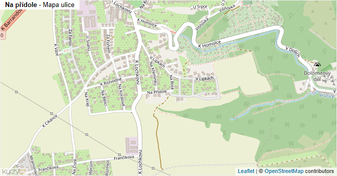 Na přídole - mapa ulice