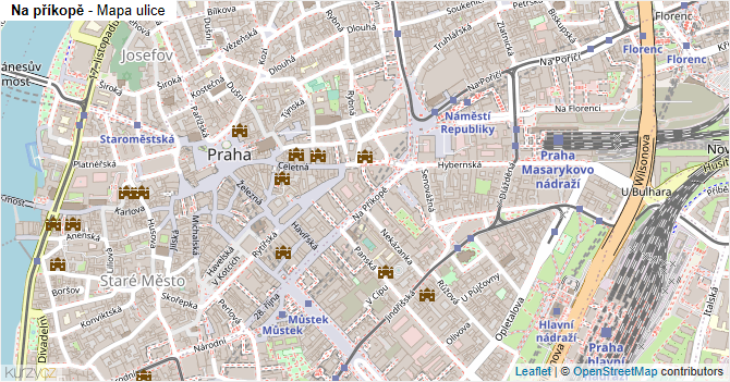 Na příkopě - mapa ulice