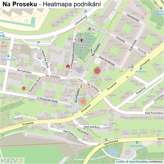 Mapa Na Proseku - Firmy v ulici.