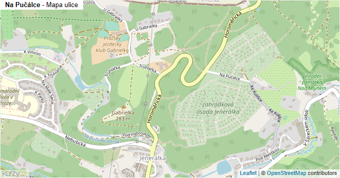 Na Pučálce - mapa ulice