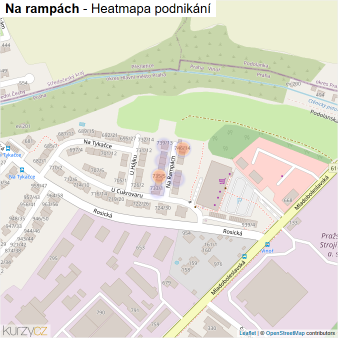 Mapa Na rampách - Firmy v ulici.
