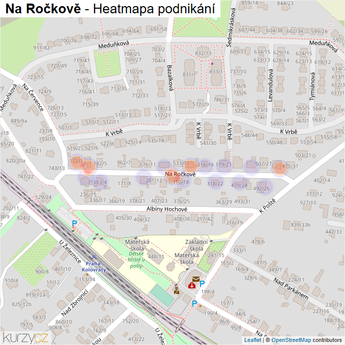 Mapa Na Ročkově - Firmy v ulici.