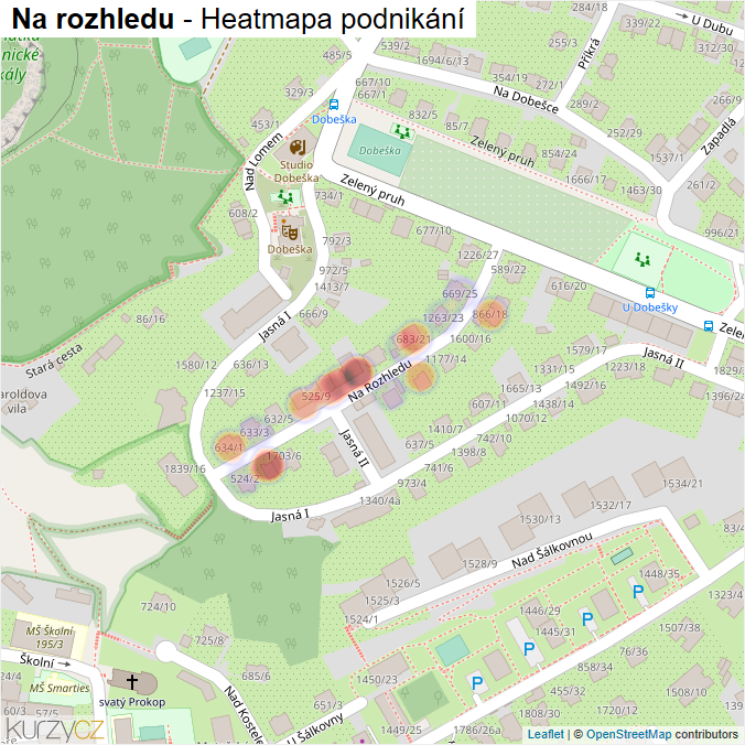Mapa Na rozhledu - Firmy v ulici.