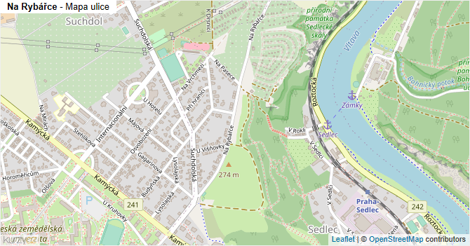 Na Rybářce - mapa ulice