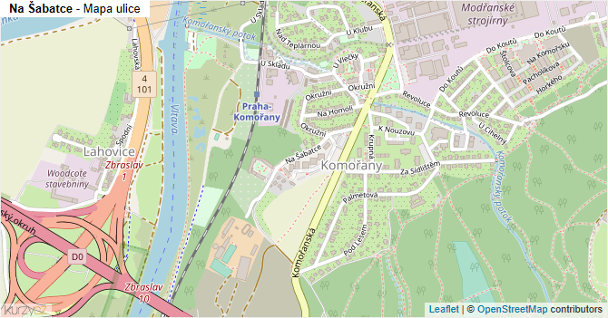 Na Šabatce - mapa ulice