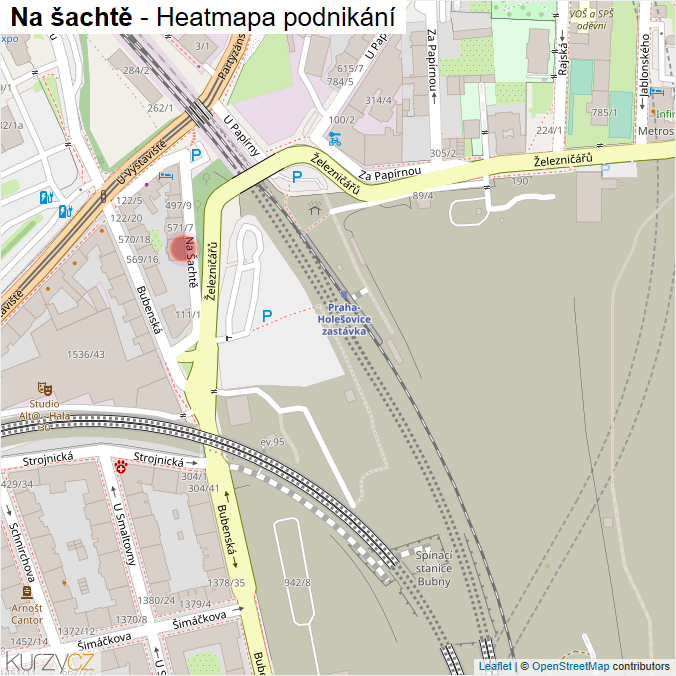 Mapa Na šachtě - Firmy v ulici.