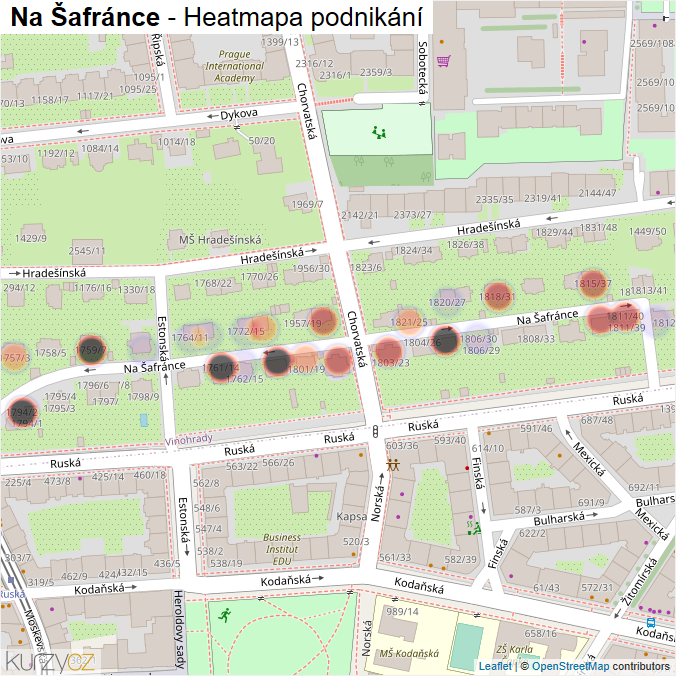 Mapa Na Šafránce - Firmy v ulici.