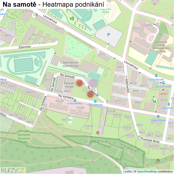 Mapa Na samotě - Firmy v ulici.