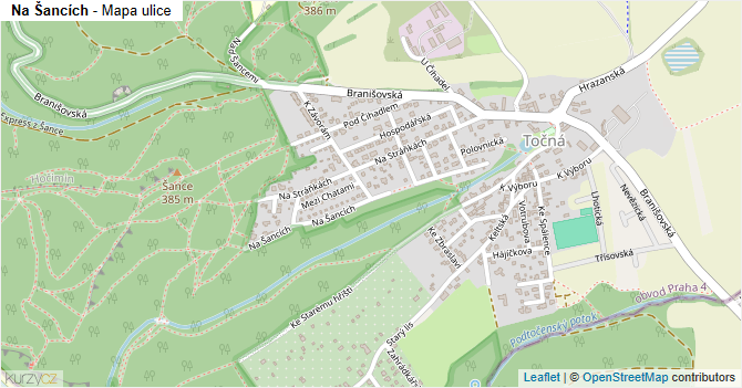Na Šancích - mapa ulice