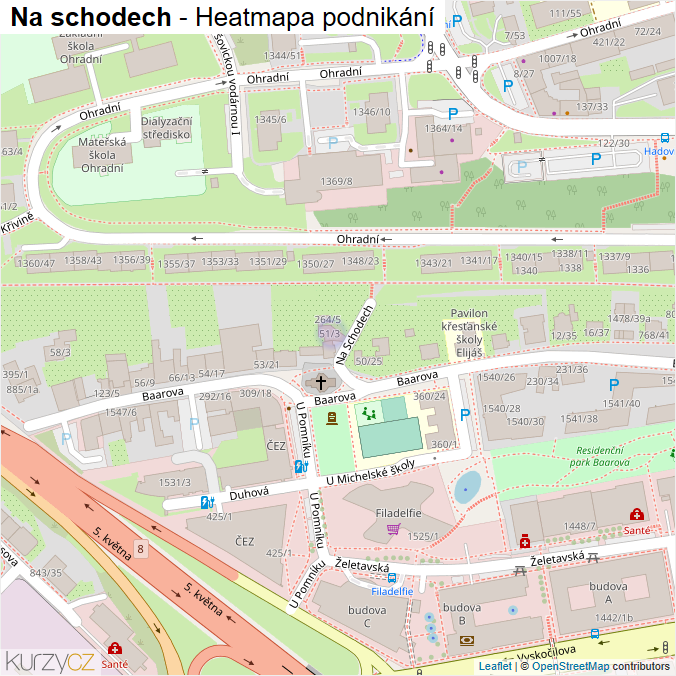 Mapa Na schodech - Firmy v ulici.