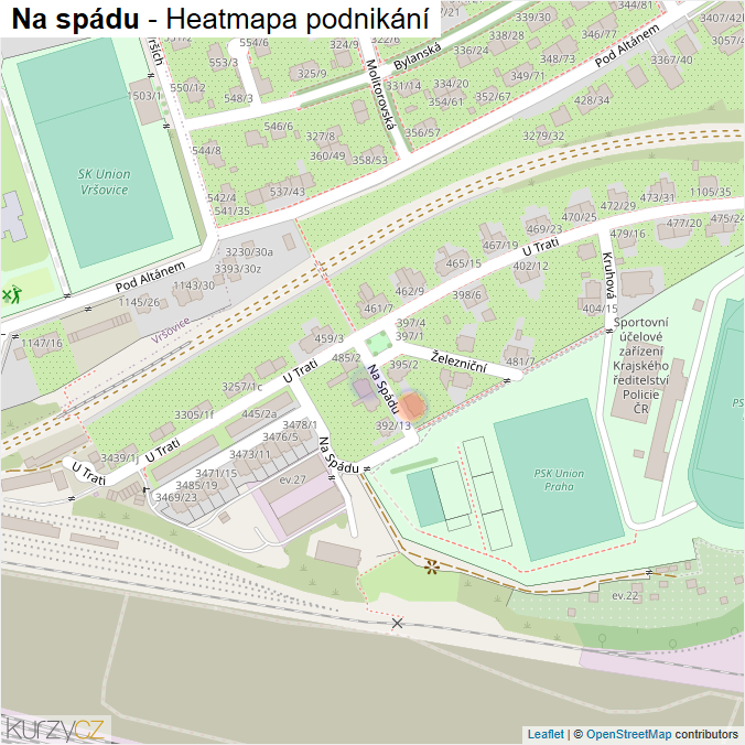 Mapa Na spádu - Firmy v ulici.