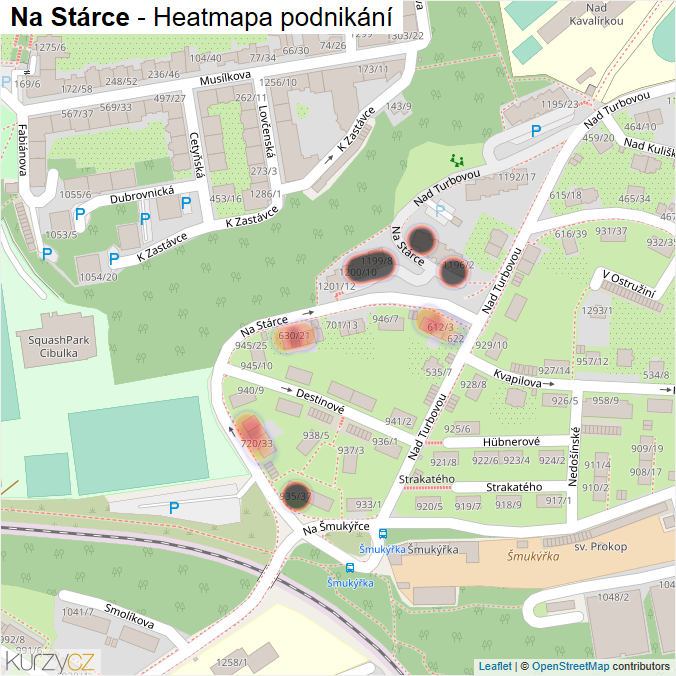 Mapa Na Stárce - Firmy v ulici.