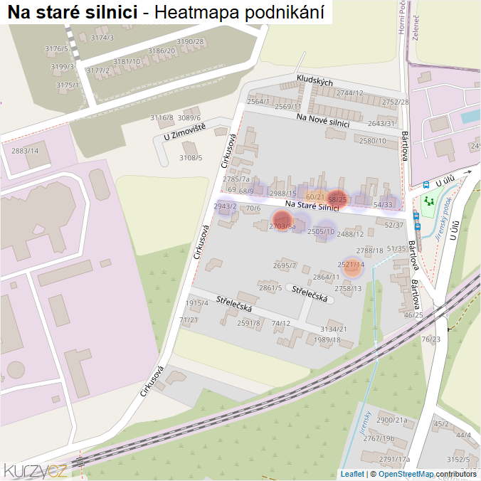 Mapa Na staré silnici - Firmy v ulici.
