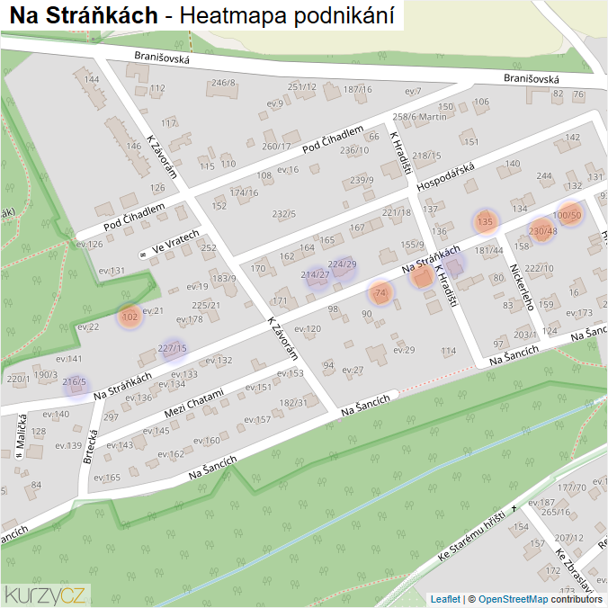 Mapa Na Stráňkách - Firmy v ulici.