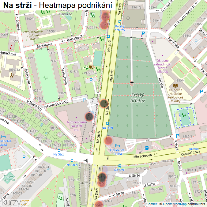 Mapa Na strži - Firmy v ulici.